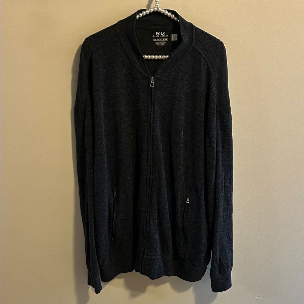 Polo Ralph Lauren Men's 2XB Gray Luxury Jersey Full-Zip Track Jacket.